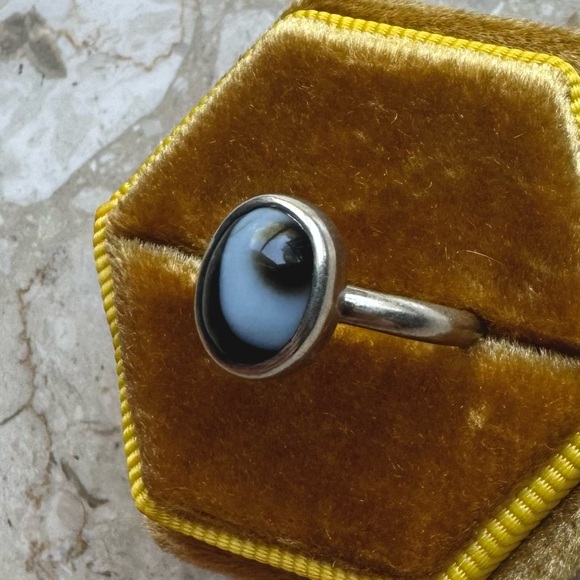 Agate Sterling Silver Vintage Bezel Ring - Picture 7 of 13